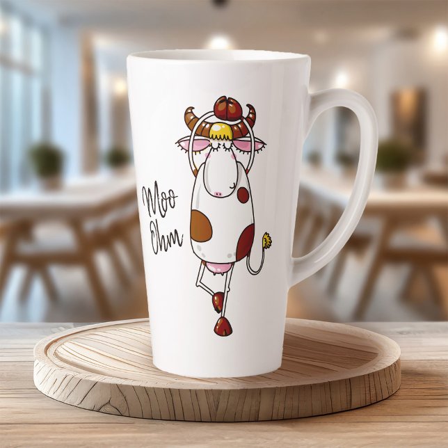 Caneca De Café Latte Moo Ohm Cow (Moo Ohm Cow Latte Mug - Stand out from the herd with this “udderly” fantastic Moo Ohm Cow mug.)