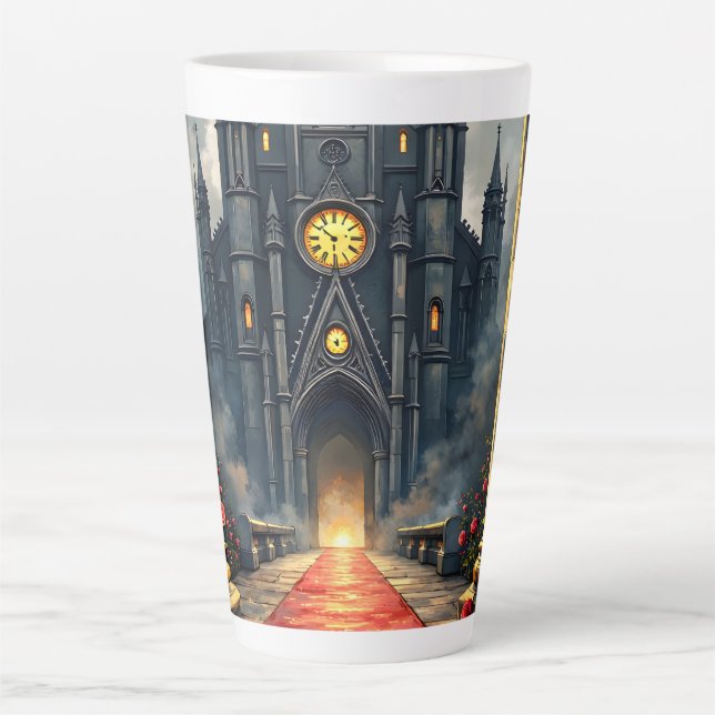 Caneca De Café Latte Moonlit Aisle of Eternal Vows –Gothic Wedding Gate (Frente)
