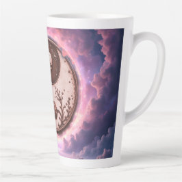 Caneca De Café Latte Moonlit Balance – Yin Yang of Eternal Light. 