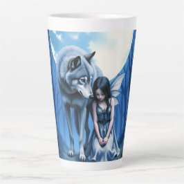 Caneca De Café Latte Moonlit Bond – The Wolf and the Gothic Fairy.  