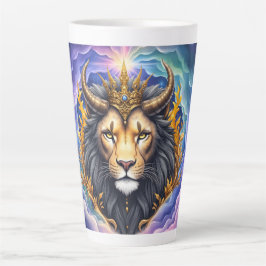 Caneca De Café Latte Moonlit Guardians – Cosmic lion.
