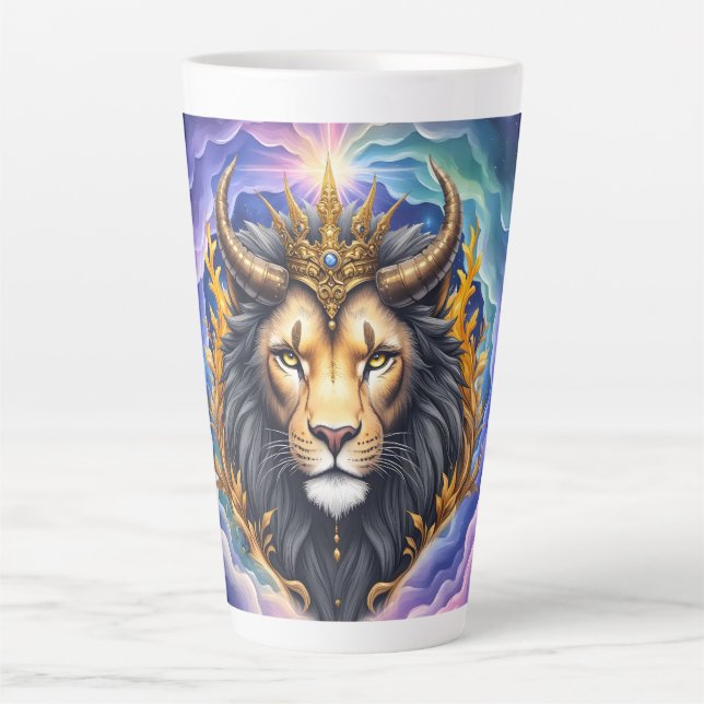 Caneca De Café Latte Moonlit Guardians – Cosmic lion. (Frente)
