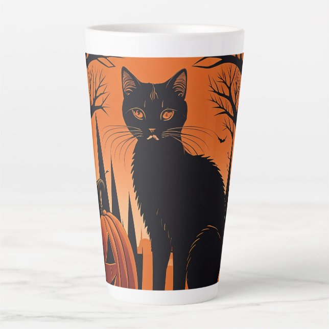 Caneca De Café Latte Moonlit Meow (Frente)