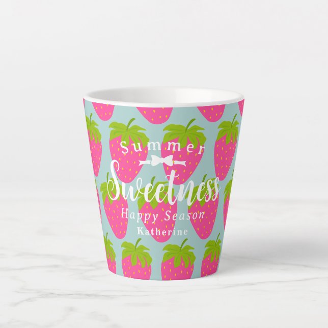 Caneca De Café Latte Morango Aqua (Frente)