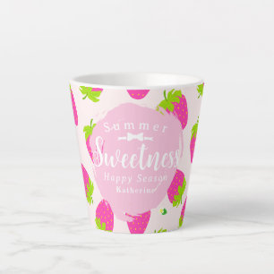 Caneca De Café Latte Morango Rosa
