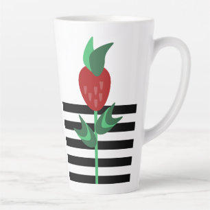 Caneca De Café Latte Morangueiro Listras Pretas