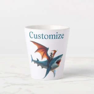Caneca De Café Latte Morcego-Homem Montando Tubarão Assustador Thunder_