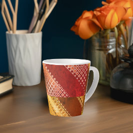 Caneca De Café Latte Morphinius abstrato assimétrico 1 de 12 vermelho