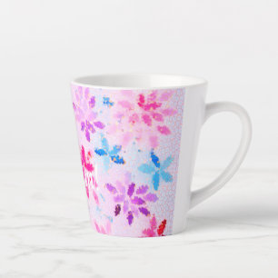 Caneca De Café Latte Mosaico de Flora Inspirador "Sonhe!"   Artístico