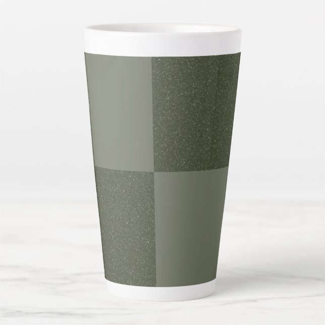 Caneca De Café Latte Moss Green Checkered Custom Latte Mug (Frente)