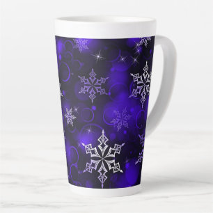 Caneca De Café Latte Motif de Floco de Neve Roxo Ametista