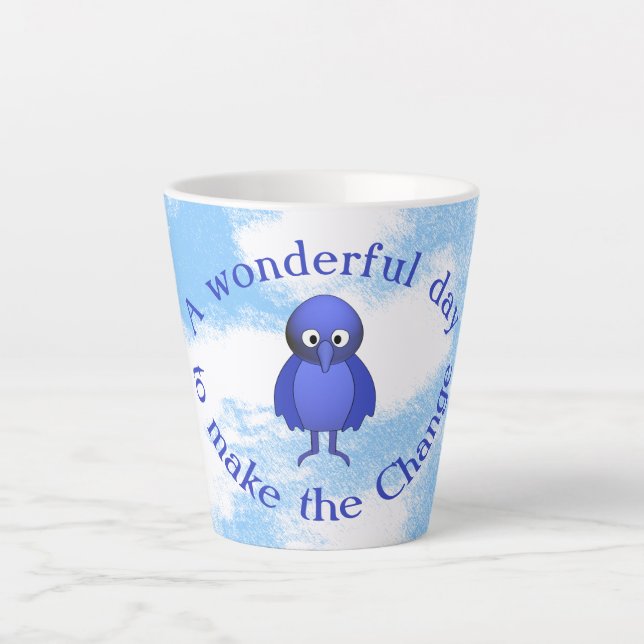 Caneca De Café Latte Motivação Bluebird (Frente)