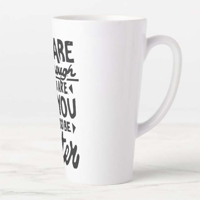 Caneca De Café Latte Motivação Cotação Lino Impressão Latte Mug (Direita)
