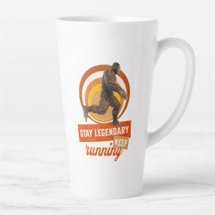 Caneca De Café Latte Motivação Divertida de Bigfoot Correndo
