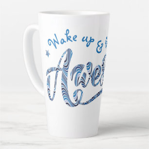 Caneca De Café Latte Motivacional Blue Strike "Acordar e ser incrível"