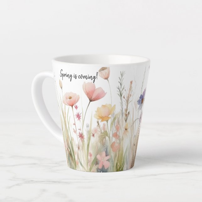 Caneca De Café Latte Motivo romântico, rústico, de flor silvestre (Ângulo esquerdo)