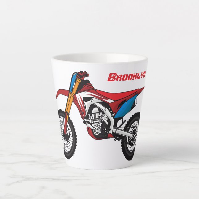 Caneca De Café Latte Moto de terra vermelha (Frente)