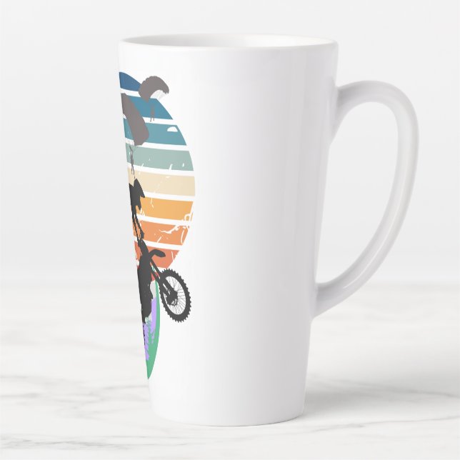 Caneca De Café Latte Motocicleta, paraquedas e ao ar livre (Direita)