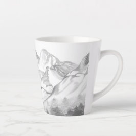 Caneca De Café Latte Mountains Sketched in Pencil on Latte Mug