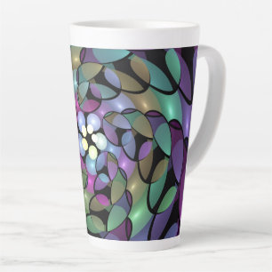 Caneca De Café Latte Movimentos Coloridos Abstrato Trippy Fractal Art