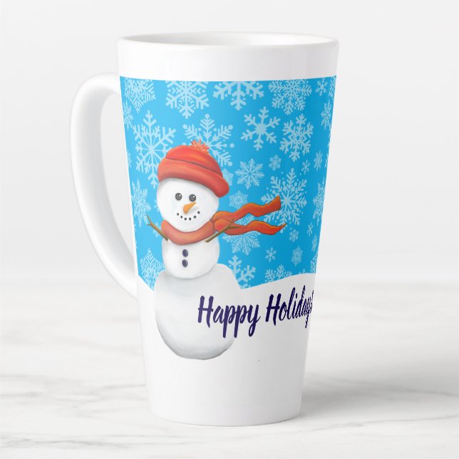Caneca De Café Latte Mr. Snowman Happy Holidays (Ângulo esquerdo)
