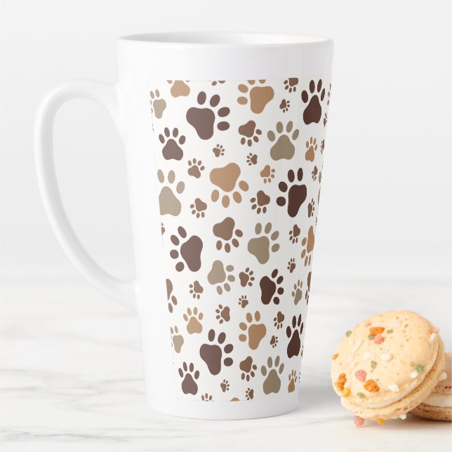 Caneca De Café Latte Muddy Paw Print Latte Mug (In Situ)