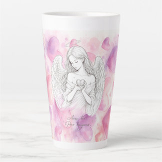 Caneca De Café Latte Mug avec ange et cœur – Cadeau amour éternel