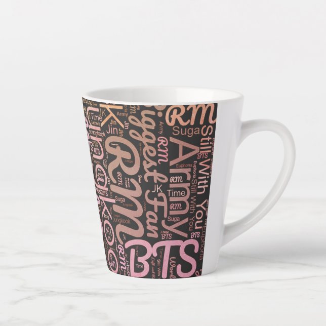 Caneca De Café Latte Mug de nuvem de palavras BTS (Direita)