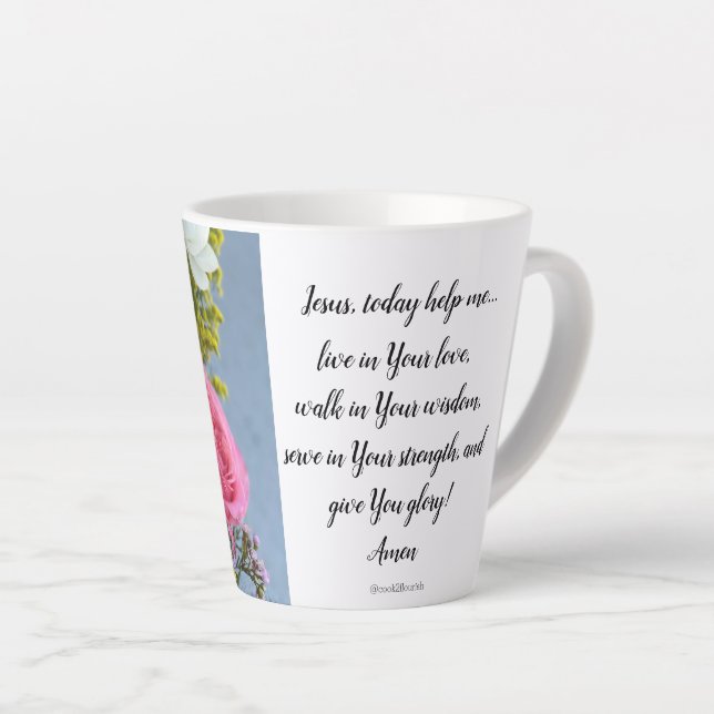 Caneca De Café Latte Mug Floral com Oração (Ângulo direito)