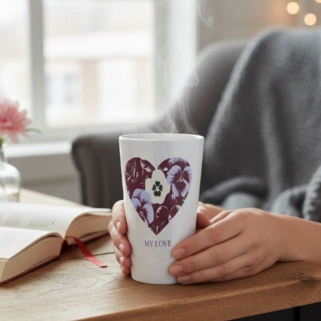 Caneca De Café Latte Mug Latte Cœur de Violettes Edition  "MY LOVE" (Criador carregado)