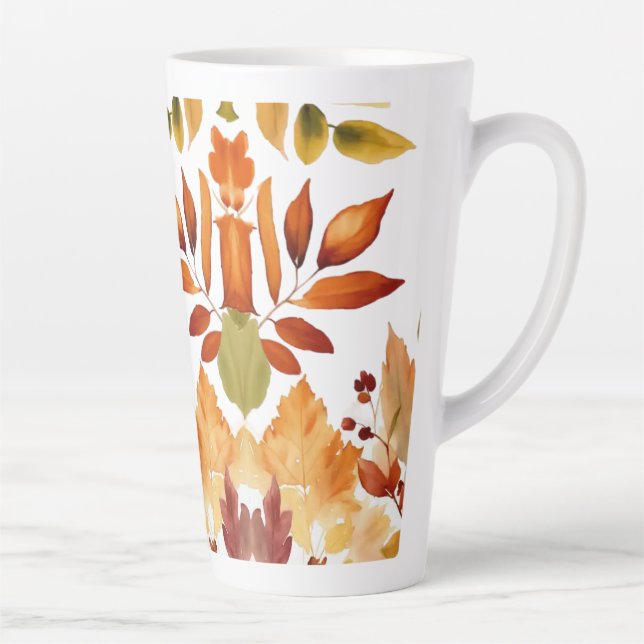 Caneca De Café Latte Mug Latte Grande 17oz - Folhas e Padrões da Nature (Direita)