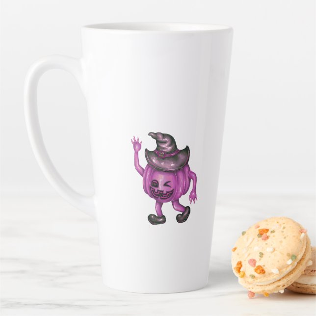 Caneca De Café Latte Mugs & Cups - Witch Hat Pumpkin (In Situ)