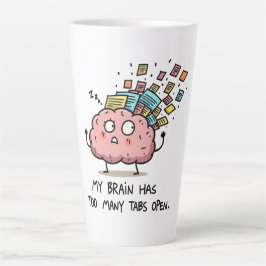 Caneca De Café Latte Muitas Abas Abertas – Cérebro Divertido