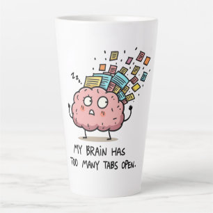 Caneca De Café Latte Muitas Abas Abertas – Cérebro Divertido