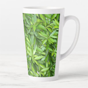 Caneca De Café Latte Muitas folhas verdes bonitas  