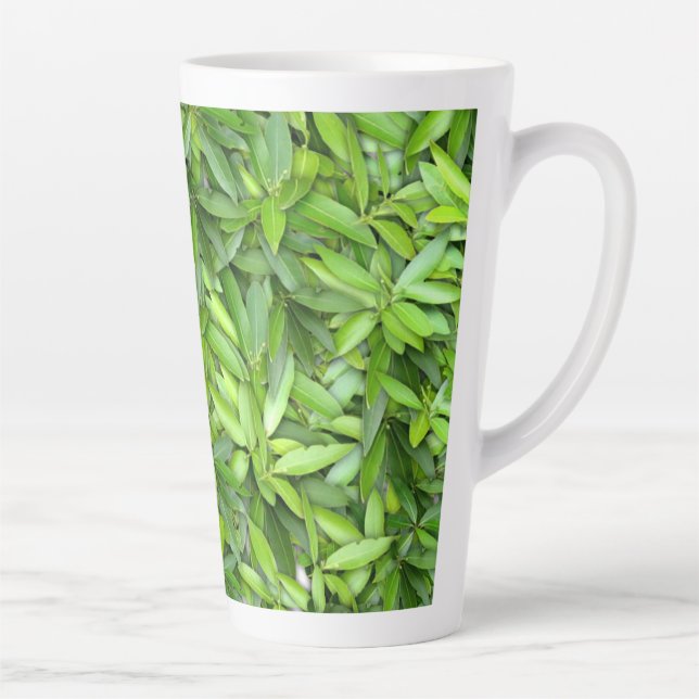 Caneca De Café Latte Muitas folhas verdes bonitas   (Direita)