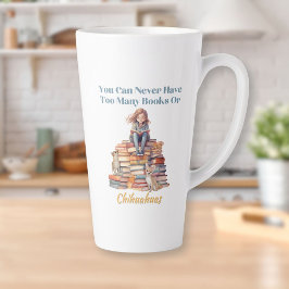 Caneca De Café Latte Muitos livros ou Chihuahuas