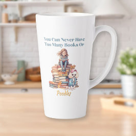 Caneca De Café Latte Muitos livros ou poodles