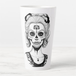 CANECA DE CAFÉ LATTE MULHER CABEÇA DE CRÂNIO