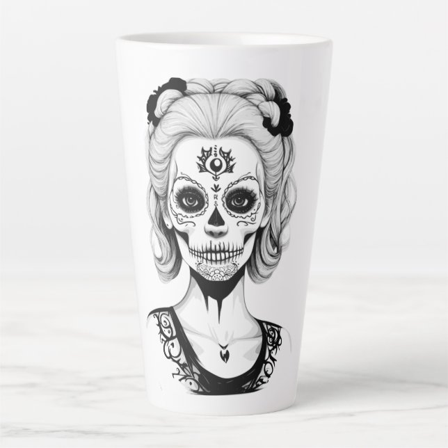 CANECA DE CAFÉ LATTE MULHER CABEÇA DE CRÂNIO (Frente)