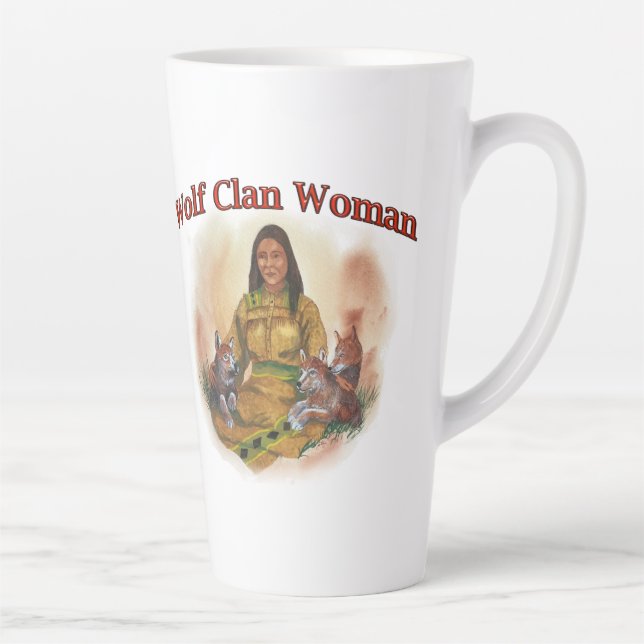 Caneca De Café Latte Mulher Clã Cherokee Wolf (Direita)