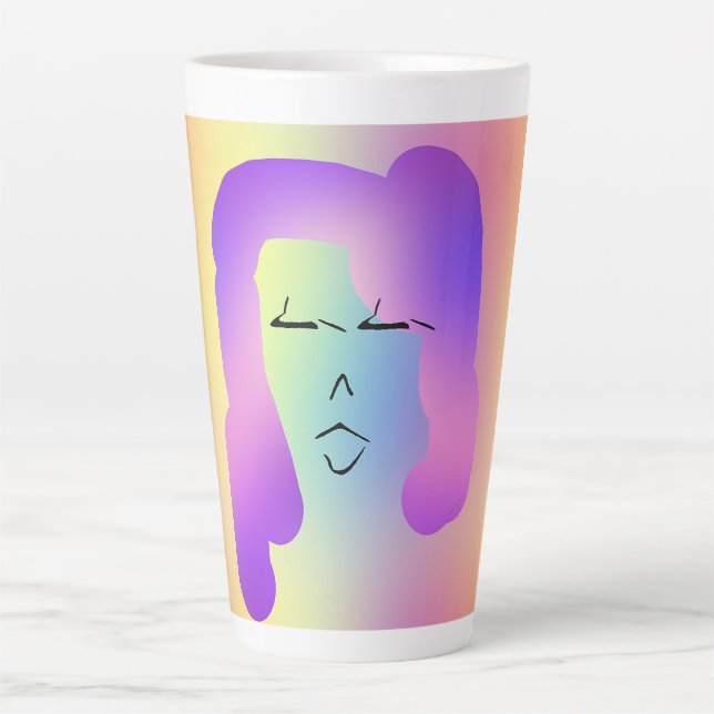 Caneca De Café Latte Mulher Com Cabelo Roxo Personaliza (Frente)