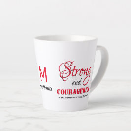 Caneca De Café Latte MULHER CORAJOSA FORTE Monograma Cristão