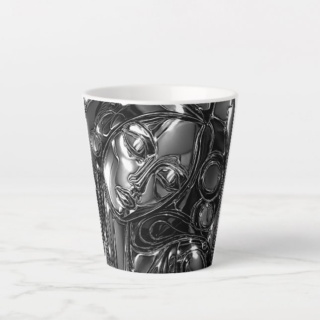 Caneca De Café Latte Mulher do Dia do Chrome  (Frente)