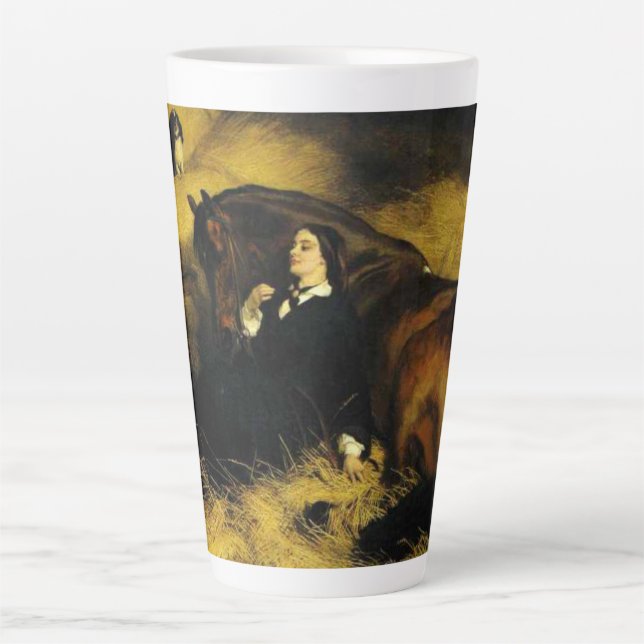 Caneca De Café Latte Mulher e Cavalo (Frente)