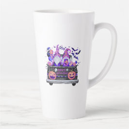 Caneca De Café Latte Mulher em Caminhonete de Gnomos de Halloween