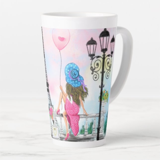 Caneca de Café Latte Mulher em Paris Presente Torr (Ângulo direito)