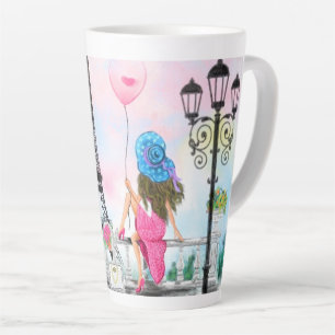 Caneca De Café Latte Mulher Em Paris, Presente Torre De Lata De Mug Eif