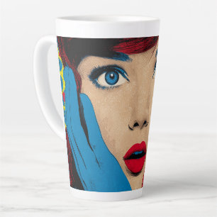 Caneca De Café Latte Mulher Surpresa em Pop Art