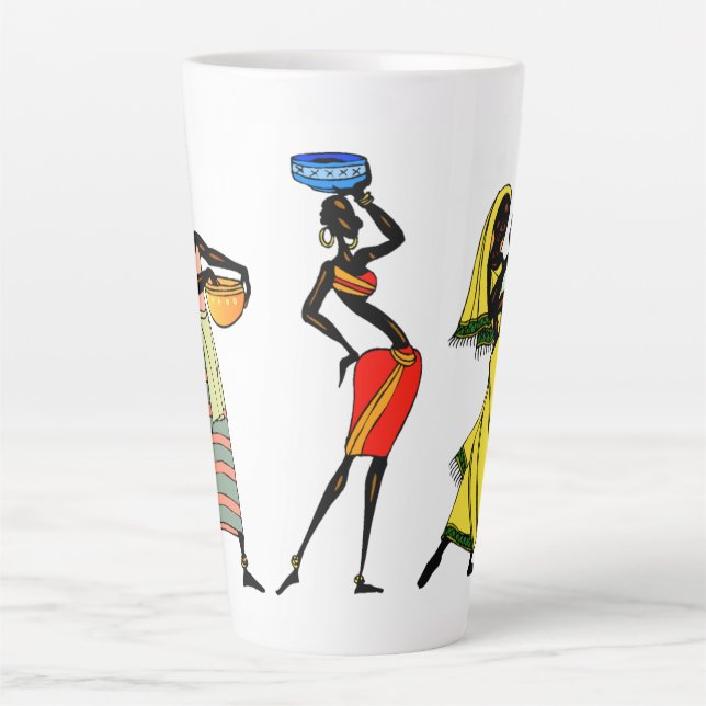 Caneca De Café Latte Mulheres africanas latinas (Frente)